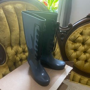 Dirty laundry wedge lace up rain boots